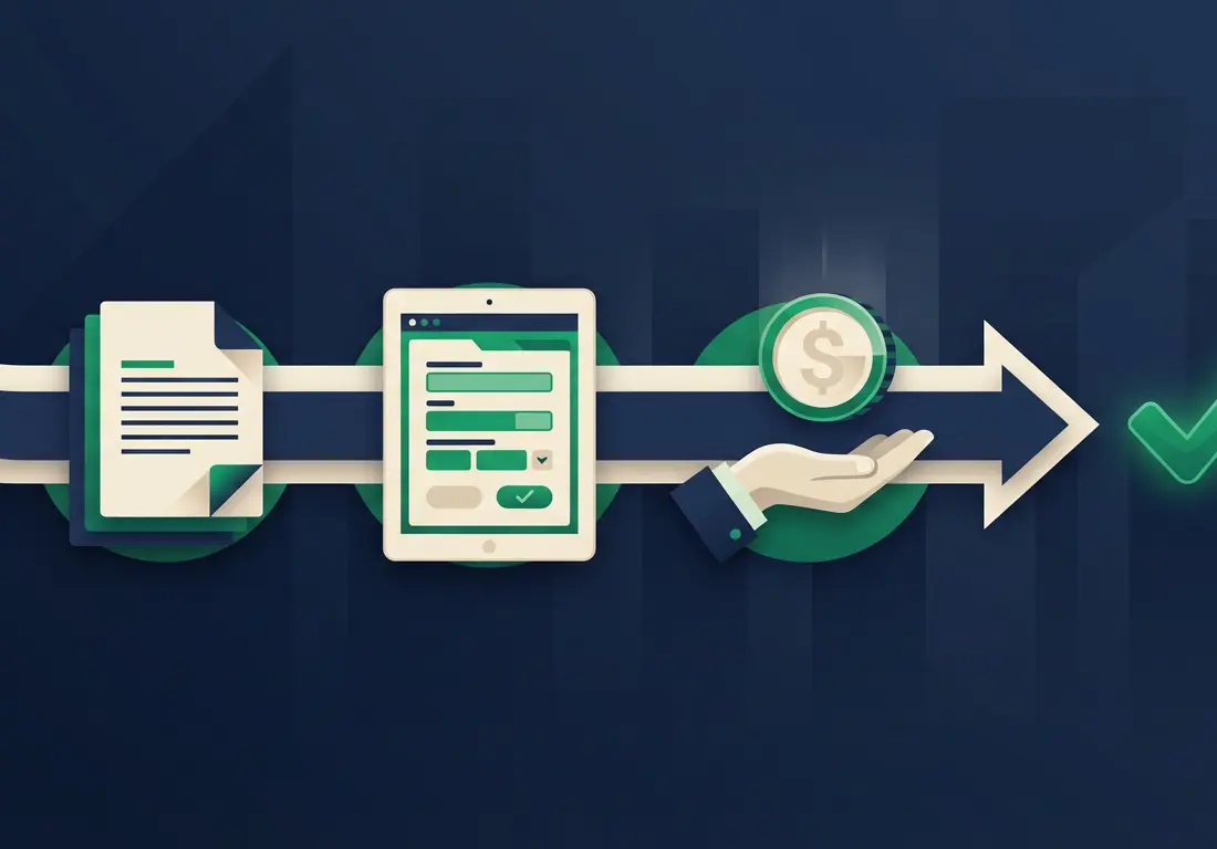 Three-step business loan application process from documents to funding