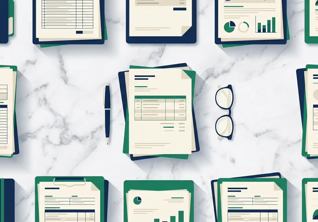 Organized business financial documents and tax returns for loan application
