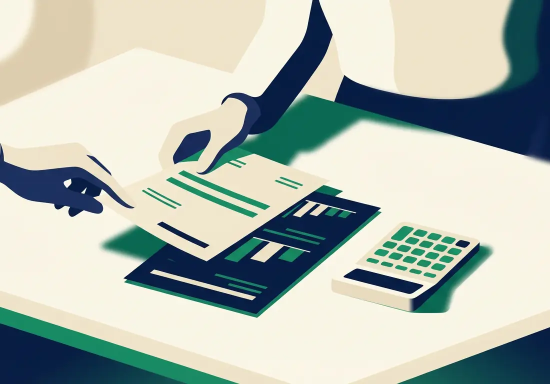 Business financial documents and tax forms organized on a modern office desk