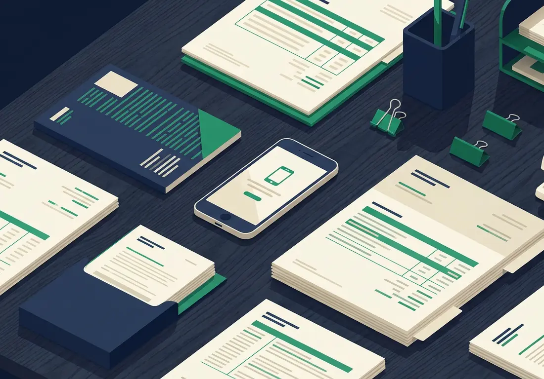 Organized business documents and bank statements prepared for fast loan application